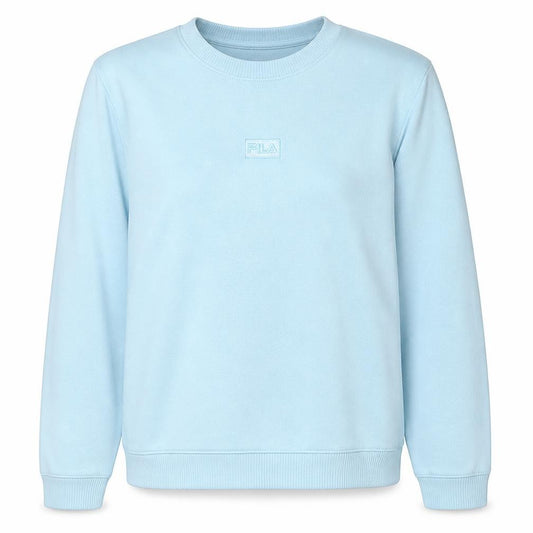 FILA Women Sky Blue Crew Neck Pullover Sweatshirt L Cotton Blend