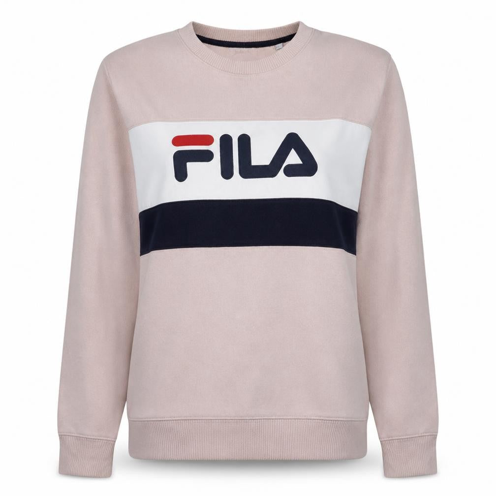 Fila Womens Pink Crew Neck Pullover Sweatshirt Size M Cotton Logo Print