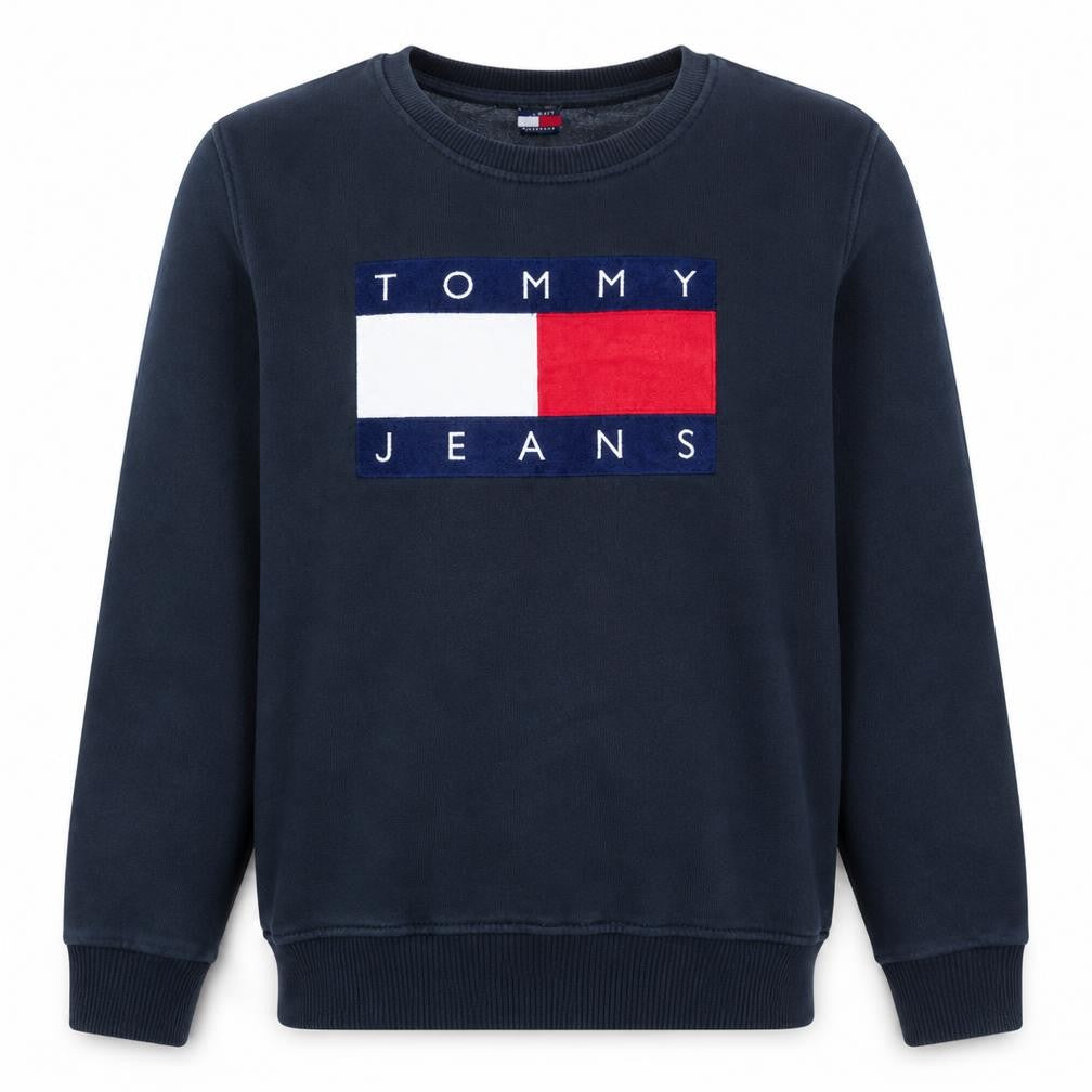 Tommy Hilfiger Mens Blue 2XL Pullover Sweatshirt Logo Crew Neck