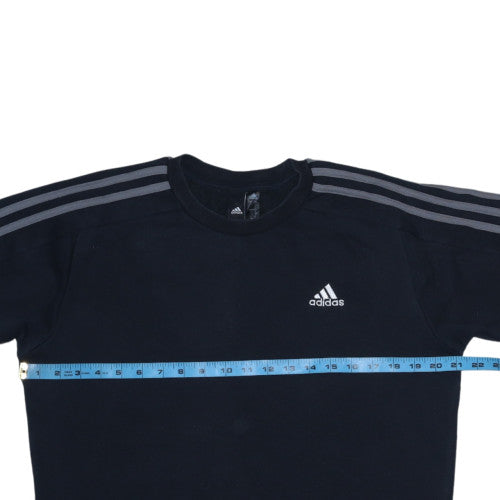 Adidas Men’s Black Small Crew Neck Pullover Sweatshirt with Logo