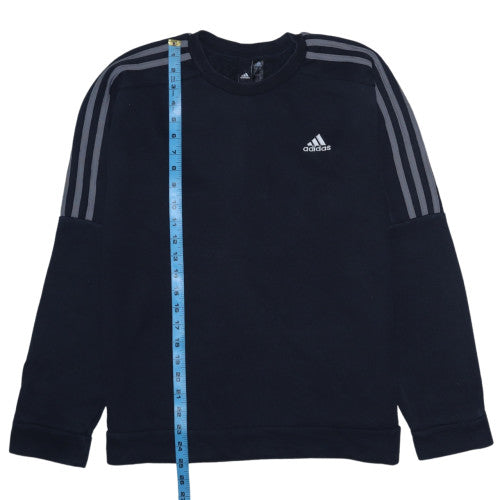Adidas Men’s Black Small Crew Neck Pullover Sweatshirt with Logo