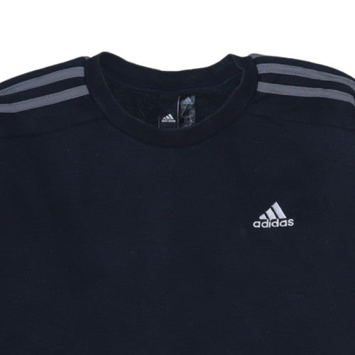 Adidas Men’s Black Small Crew Neck Pullover Sweatshirt with Logo