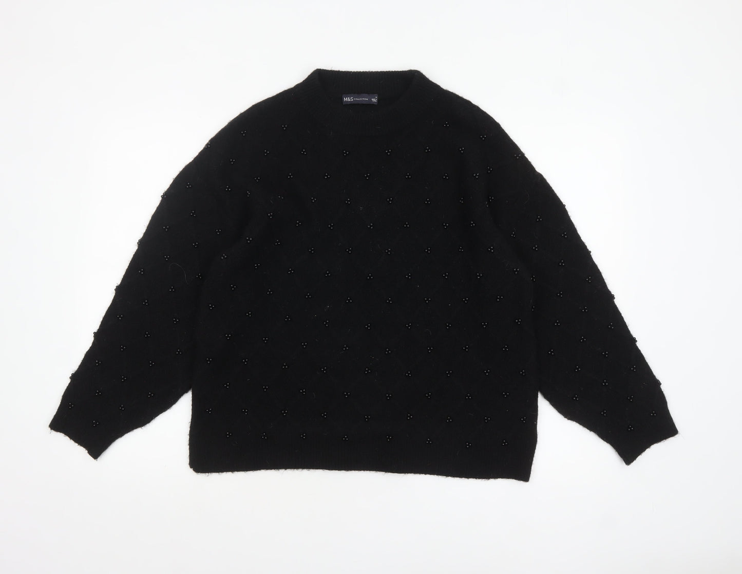 Marks and Spencer Womens Black Beaded Knit Jumper Size M