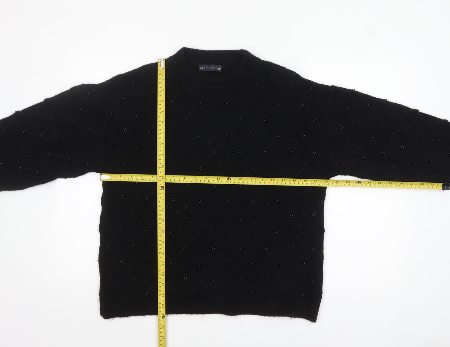 Marks and Spencer Womens Black Beaded Knit Jumper Size M