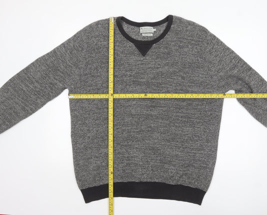 Tu Men Grey Cotton Crew Neck Pullover Jumper Size L