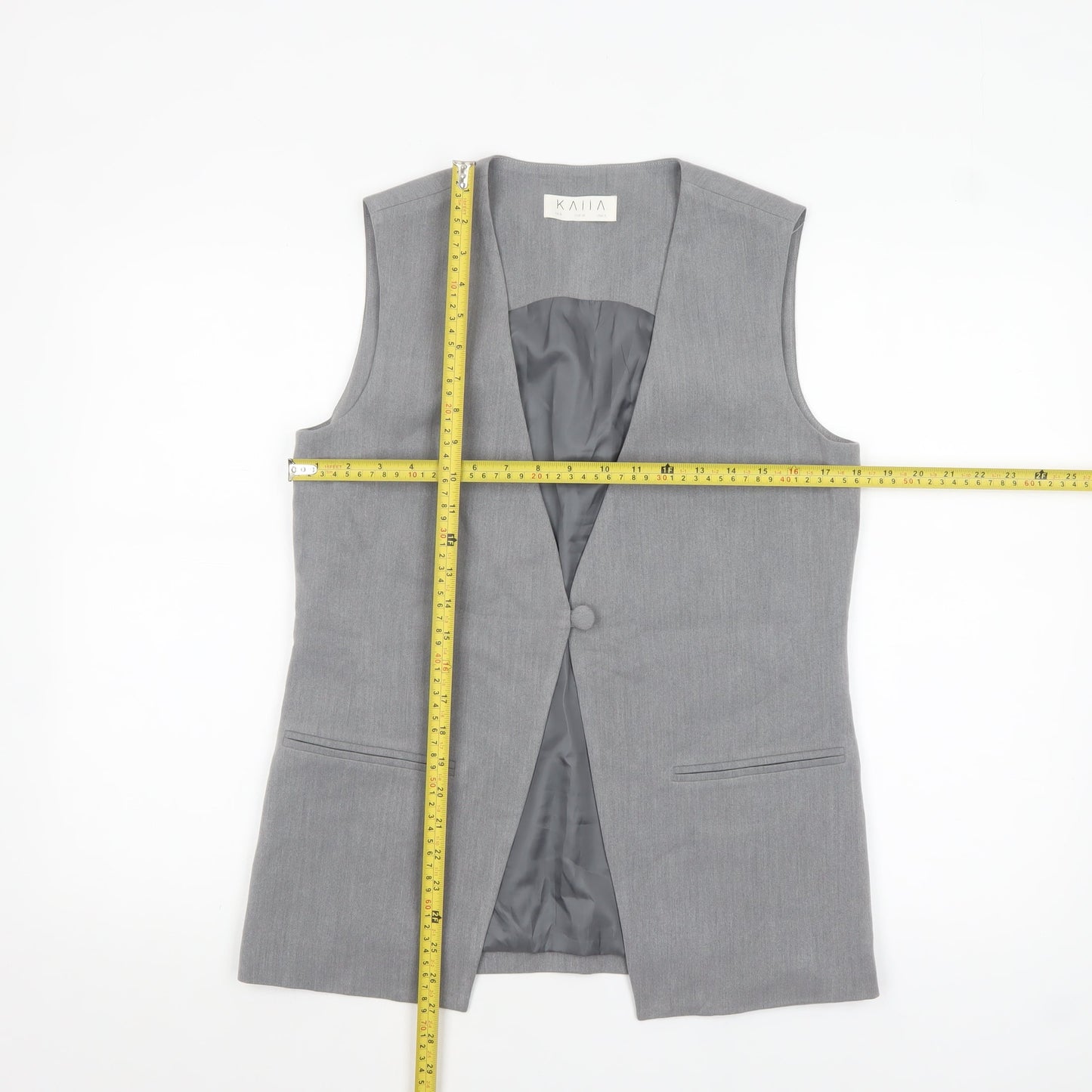 KAIIA Women Grey Suit Waistcoat UK 8 Single Button Tailored Vest