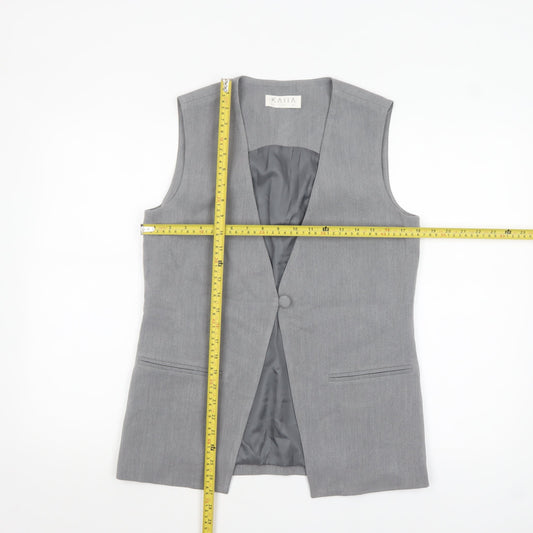 KAIIA Women Grey Suit Waistcoat UK 8 Single Button Tailored Vest