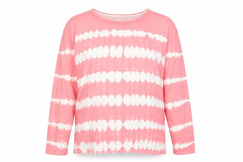 Lands' End Womens Pink Tie Dye Long Sleeve Cotton T-Shirt L