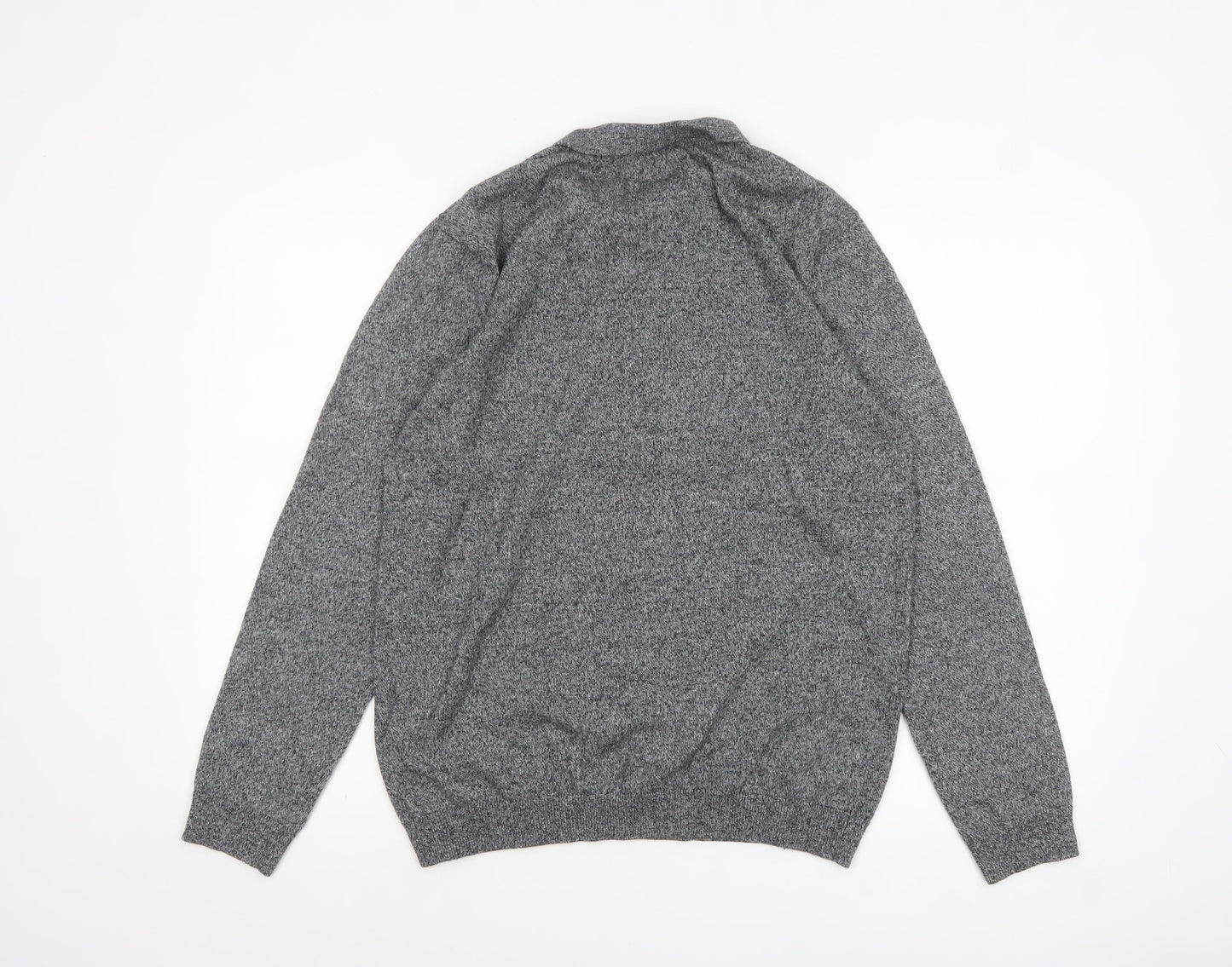 Peacocks Men’s Grey Collared Henley Knit Jumper L Regular Fit