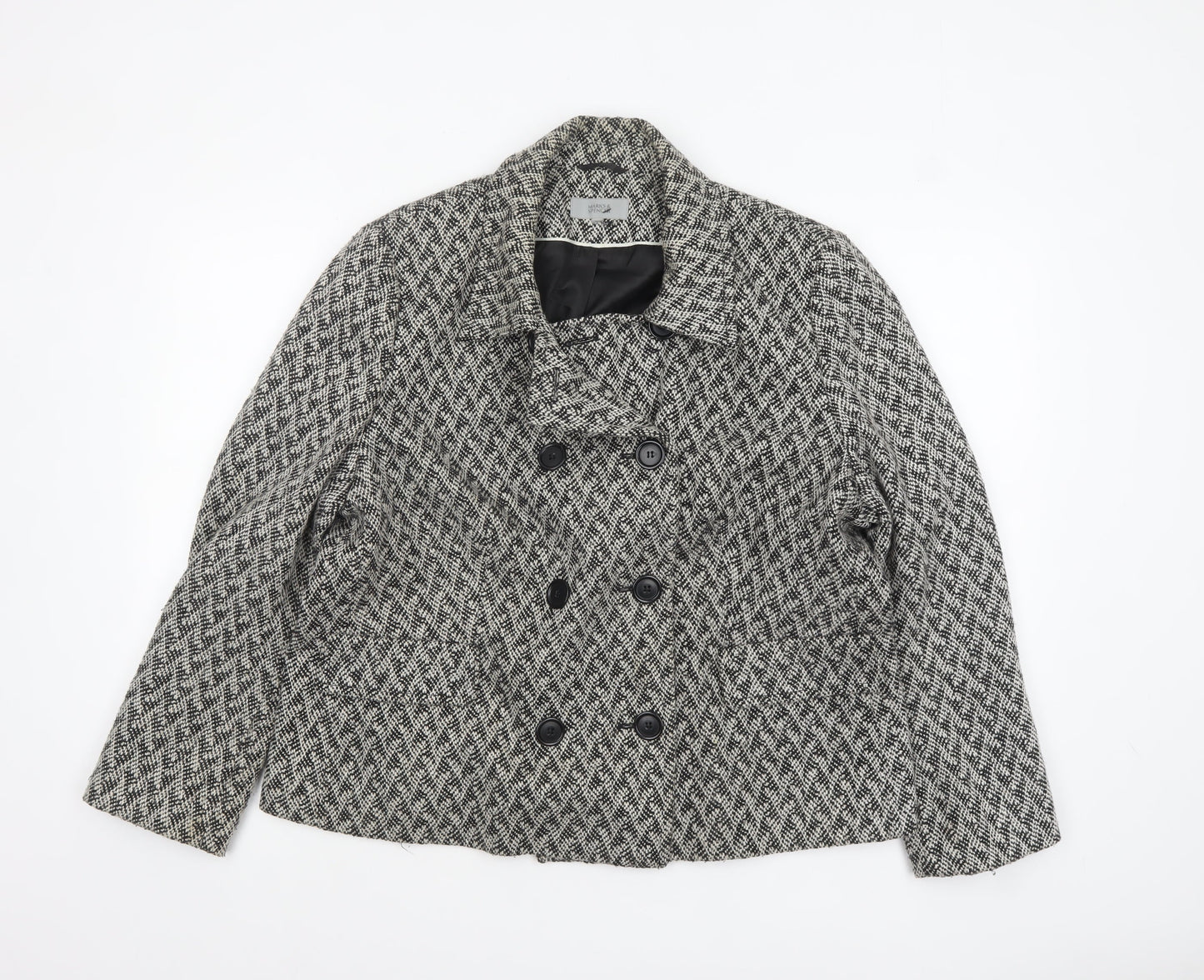 Marks and Spencer Women's Grey Wool Blend Pea Coat Size 22