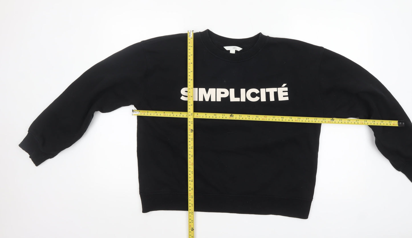H&M Women's Black SIMPLICITÉ Crew Neck Pullover Sweatshirt Size 12