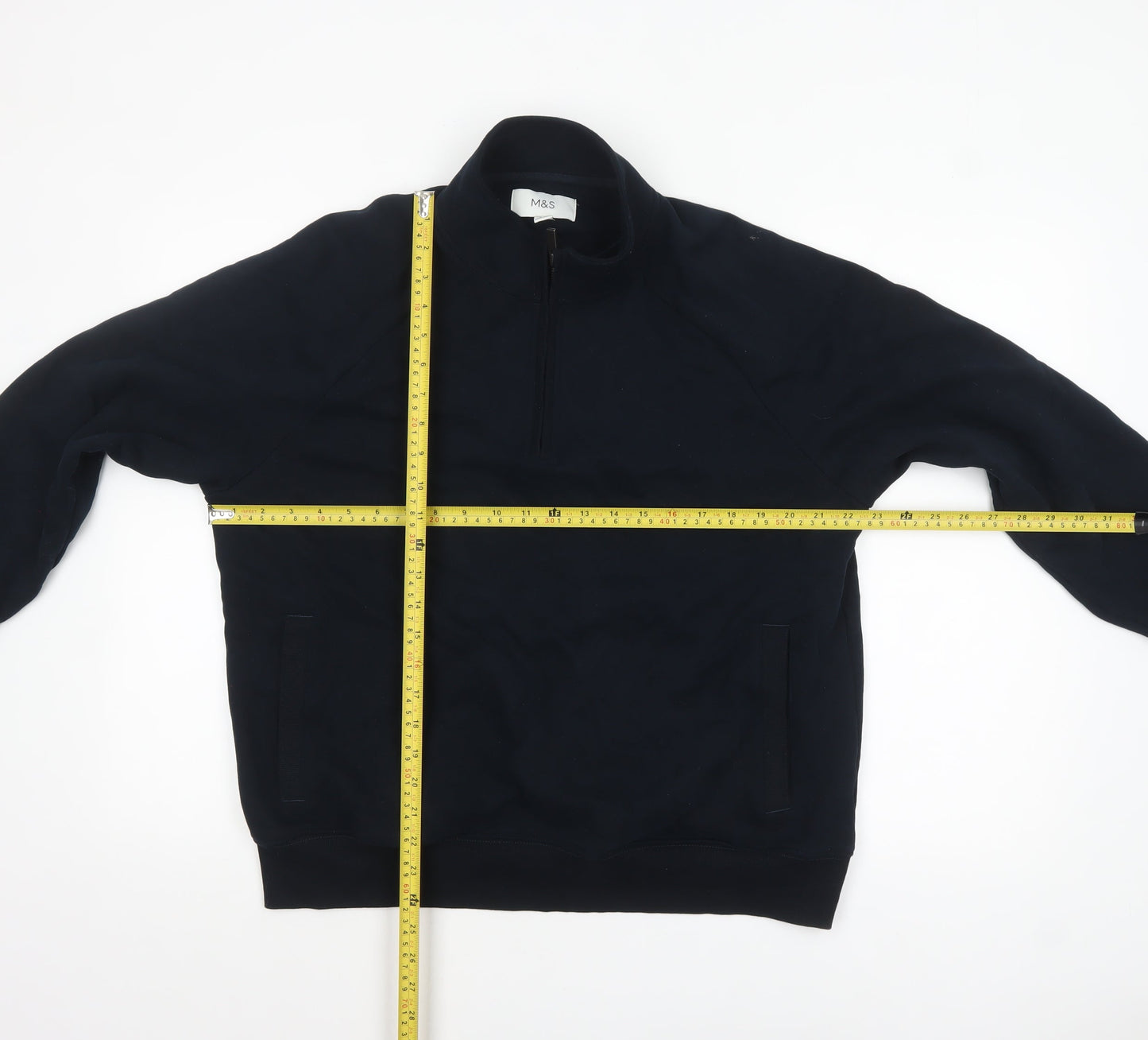 Marks and Spencer Men's Black L 1/2 Zip Fleece Sweatshirt
