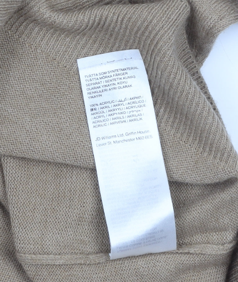 Capsule Men Beige 3XL Henley Knit Jumper Mock Neck Acrylic