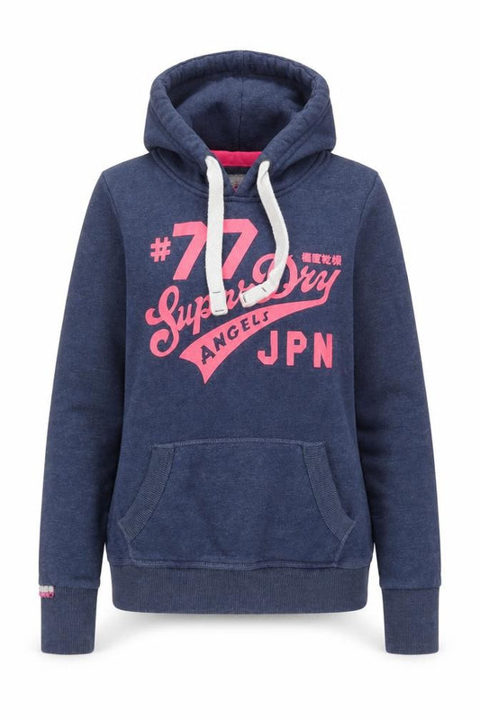 Superdry Womens Blue XS Pullover Hoodie with Logo Print