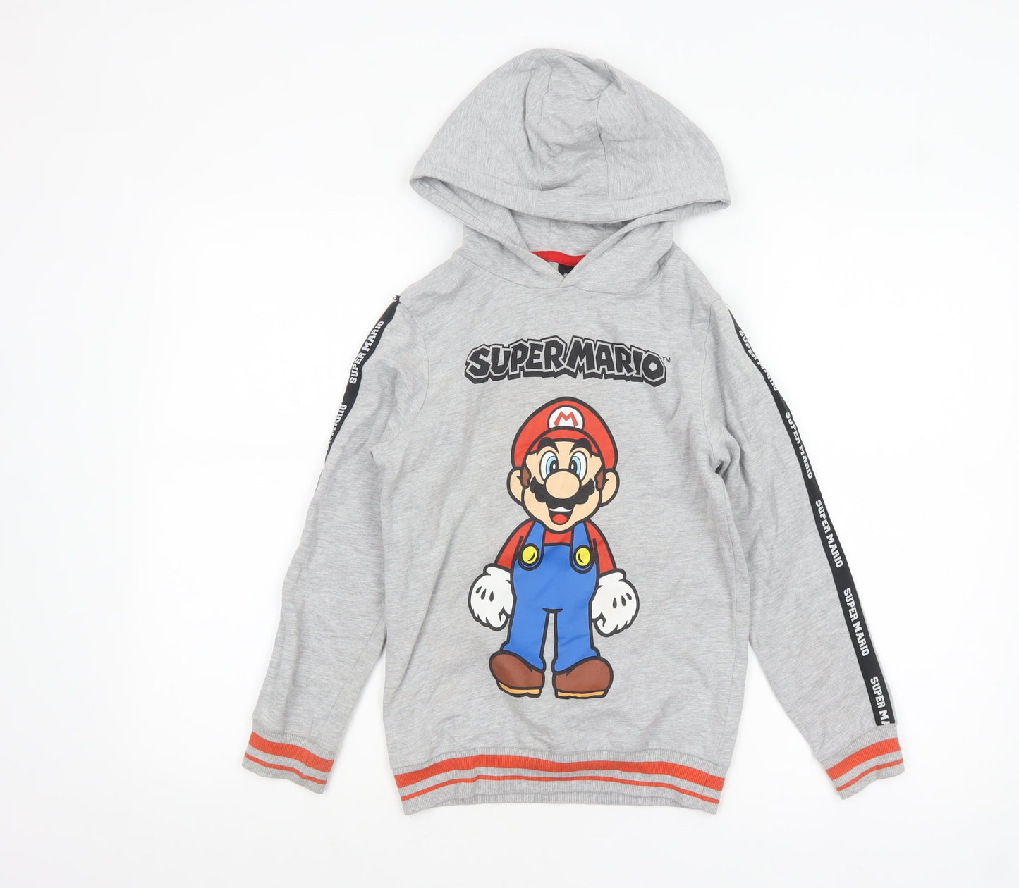 Super Mario Boys Grey Hoodie 8 Years Pullover Cotton Blend Graphic Print