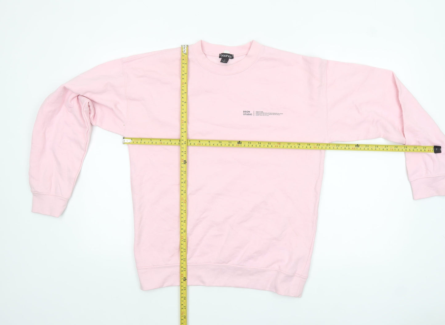 Boohoo Womens Pink Crew Neck Pullover Sweatshirt Size 8