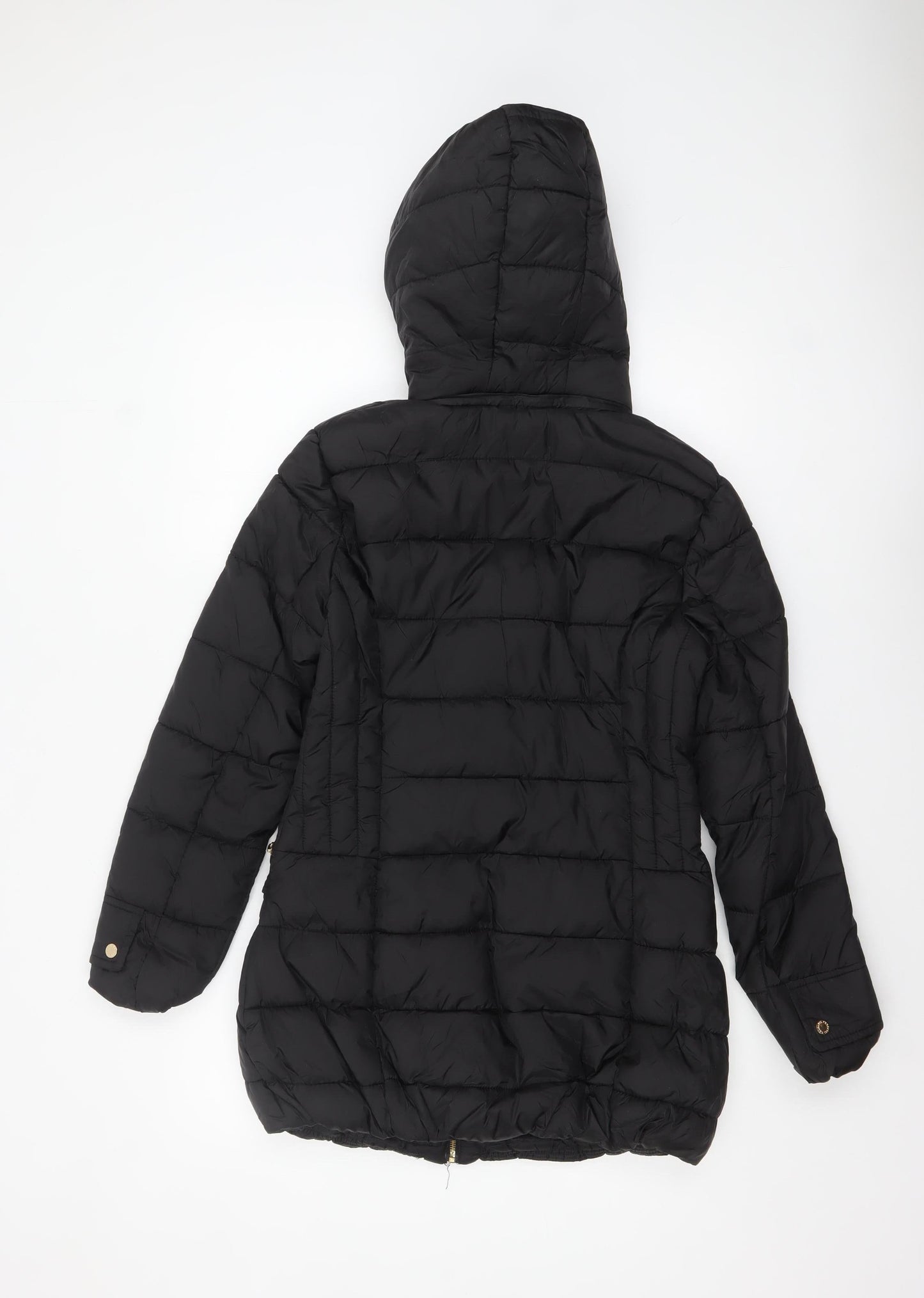 ELLE Women's Black Hooded Puffer Jacket Size 8 Mid-Length