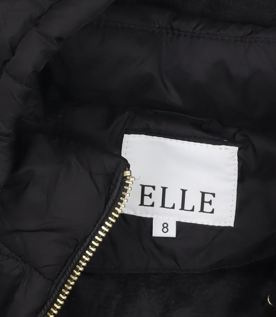 ELLE Women's Black Hooded Puffer Jacket Size 8 Mid-Length