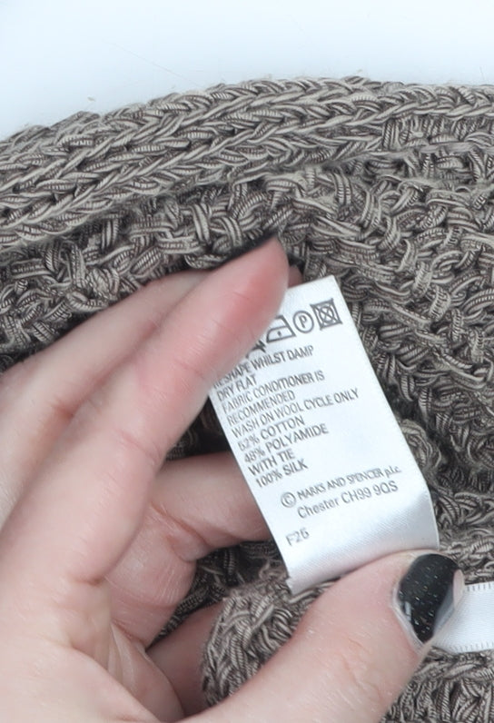 Marks and Spencer Women Mocha Mix Cardigan UK 12 Cotton Knit Tie Detail