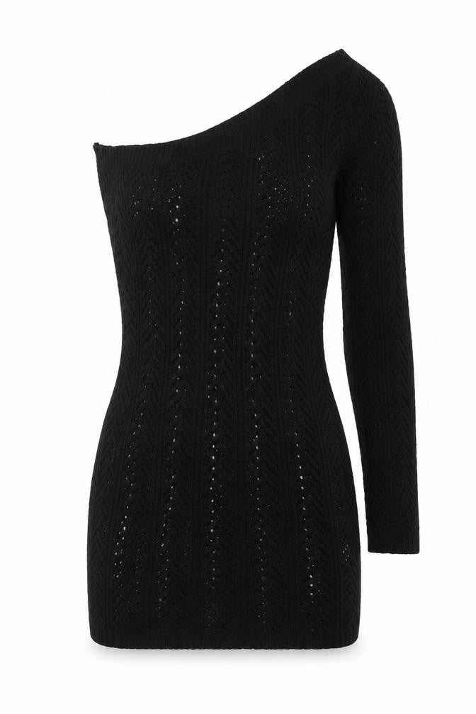 I Saw It First Women's Black One Shoulder Bodycon Knit Dress Size 6