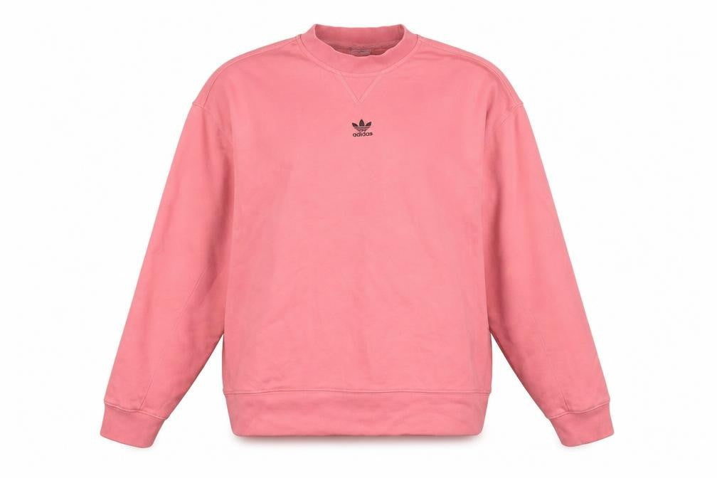 Front view of Adidas Women Pink Crew Neck Pullover Sweatshirt, size 8, Cotton Blend