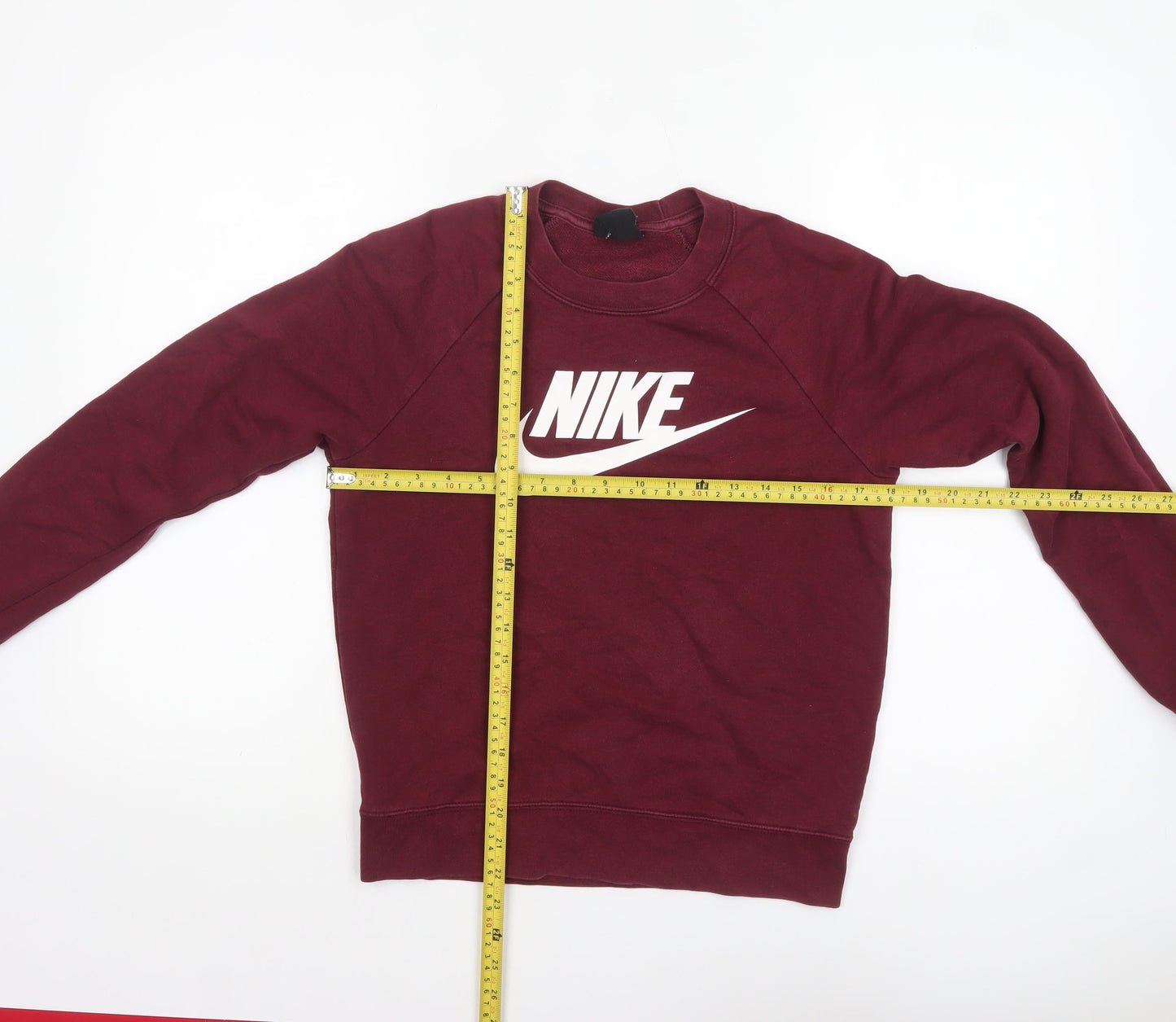 Nike Womens Burgundy Pullover Sweatshirt XS Crew Neck Cotton Blend