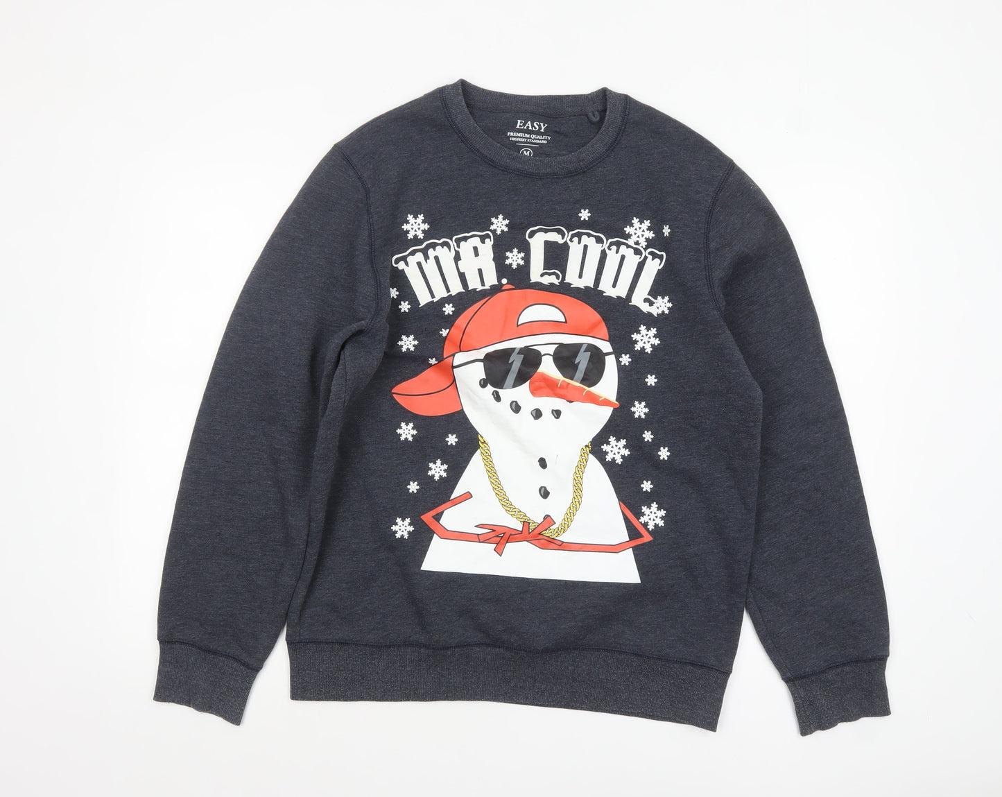 Easy Men’s Grey Christmas Snowman Graphic Pullover Sweatshirt M