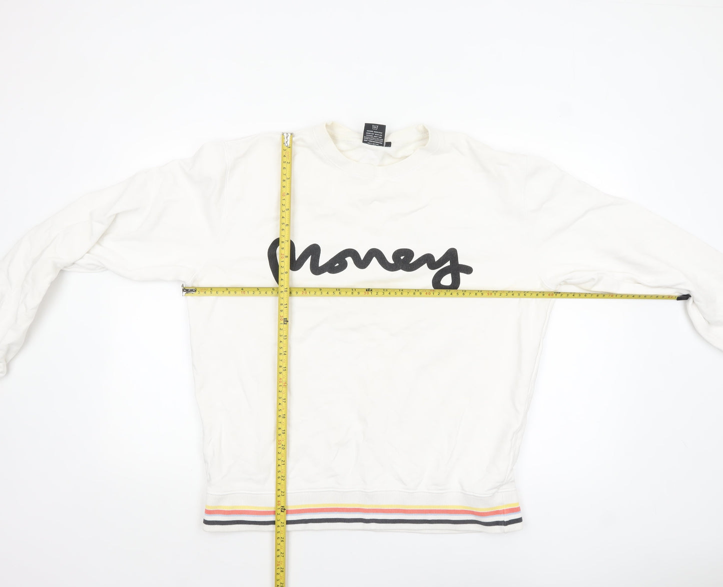 Money Mens White Crew Neck Logo Sweatshirt Size L