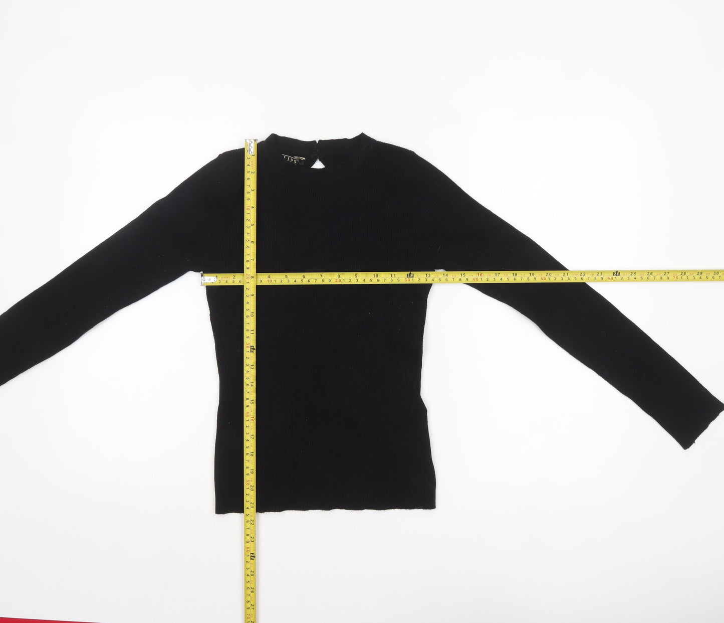 Lipsy Women Black Slim Fit Ribbed High Neck Long Sleeve Jumper Size 10
