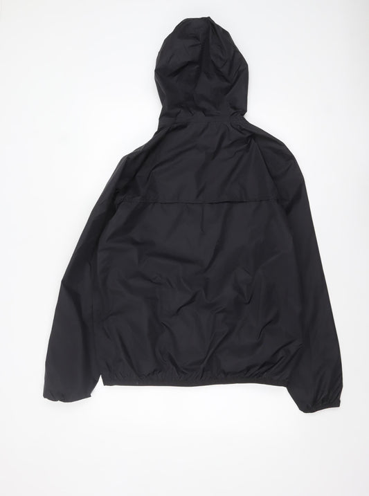 K-Way Boys Black Hooded Waterproof Windbreaker Jacket 16 Years