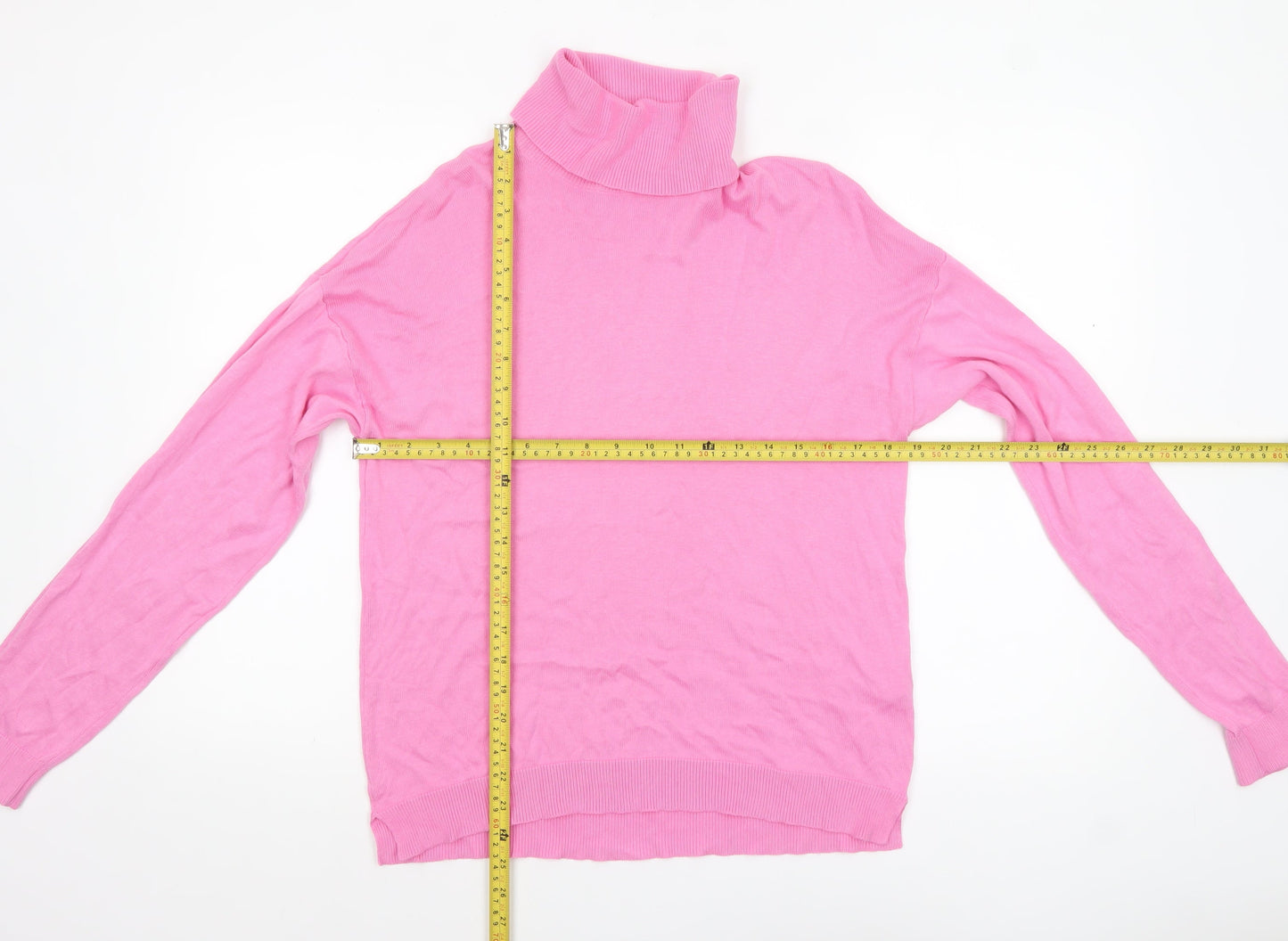 United Colors of Benetton Women’s Pink Roll Neck Cotton Jumper Size L