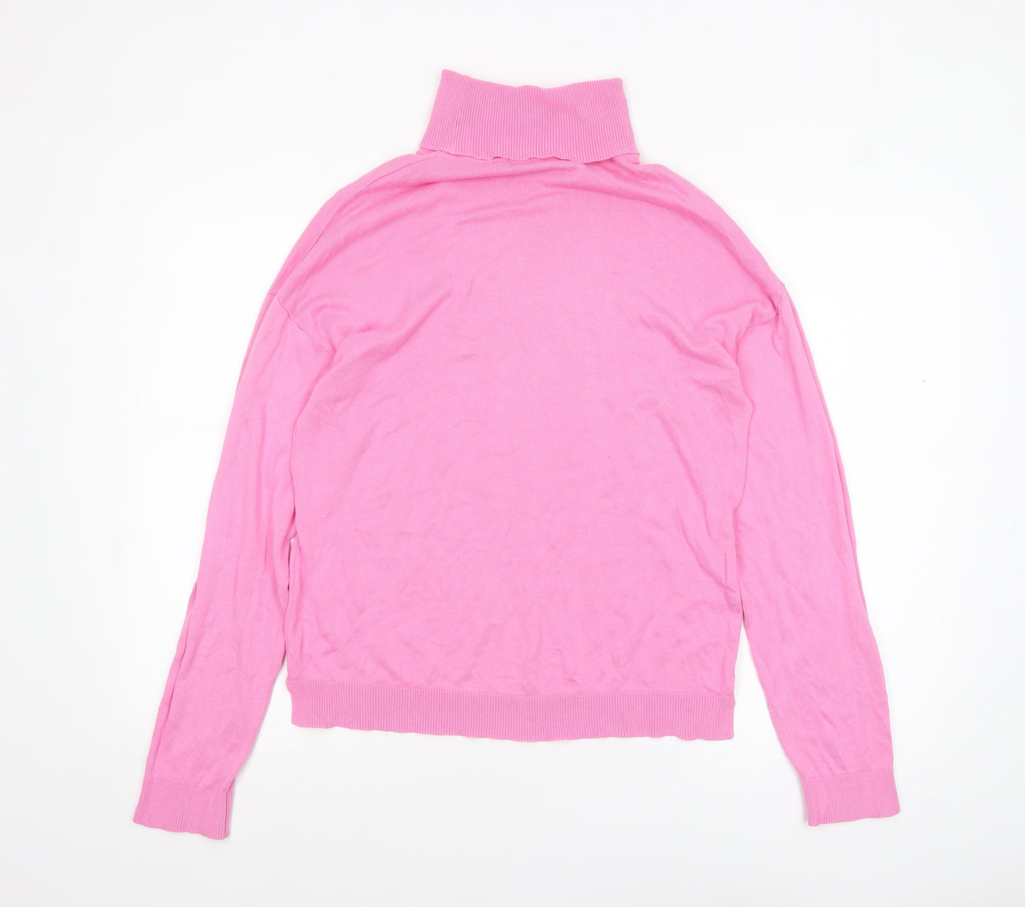 United Colors of Benetton Women’s Pink Roll Neck Cotton Jumper Size L
