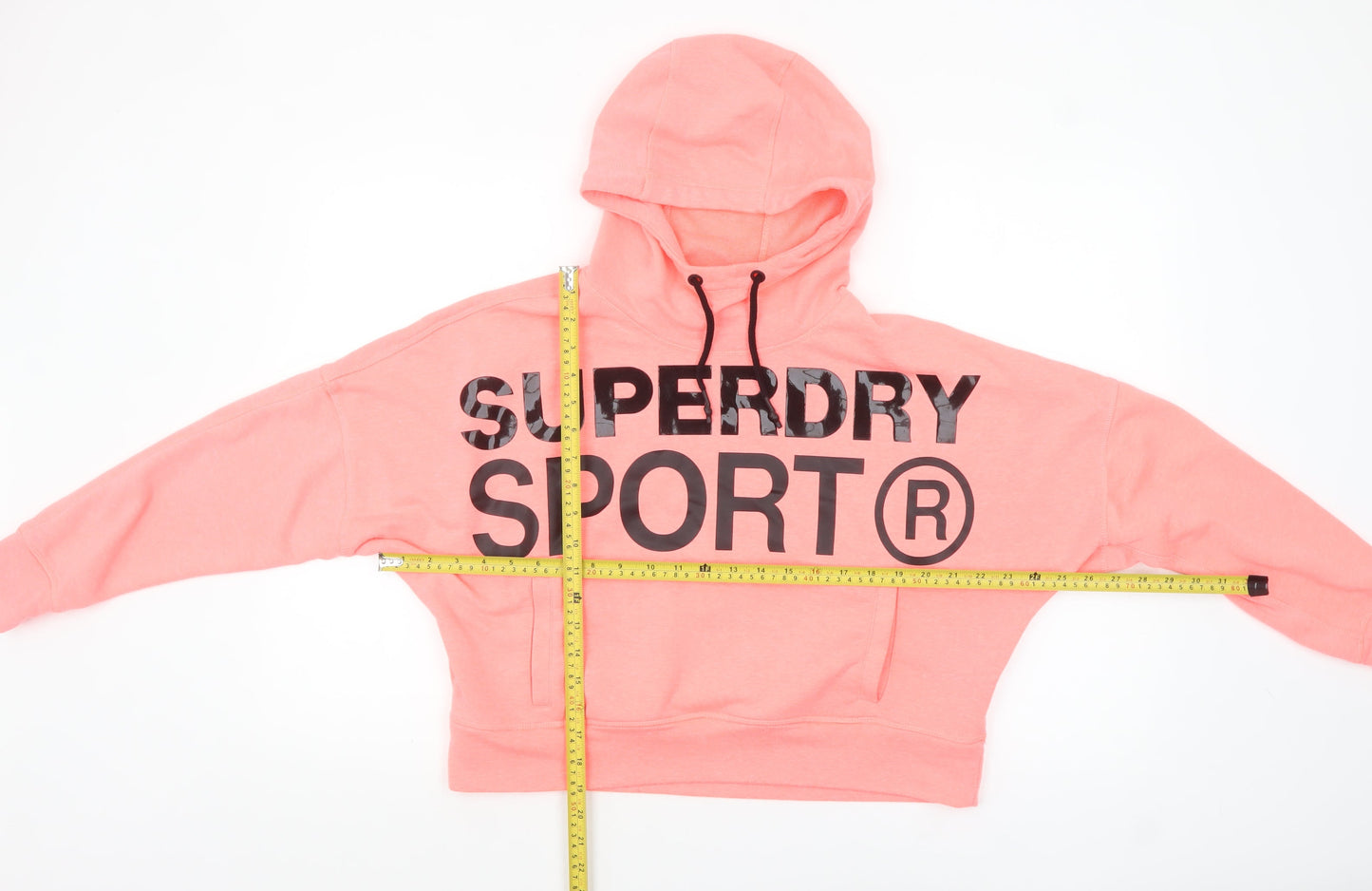 Superdry Women Pink Hooded Pullover Hoodie UK 12 Logo Sport Style