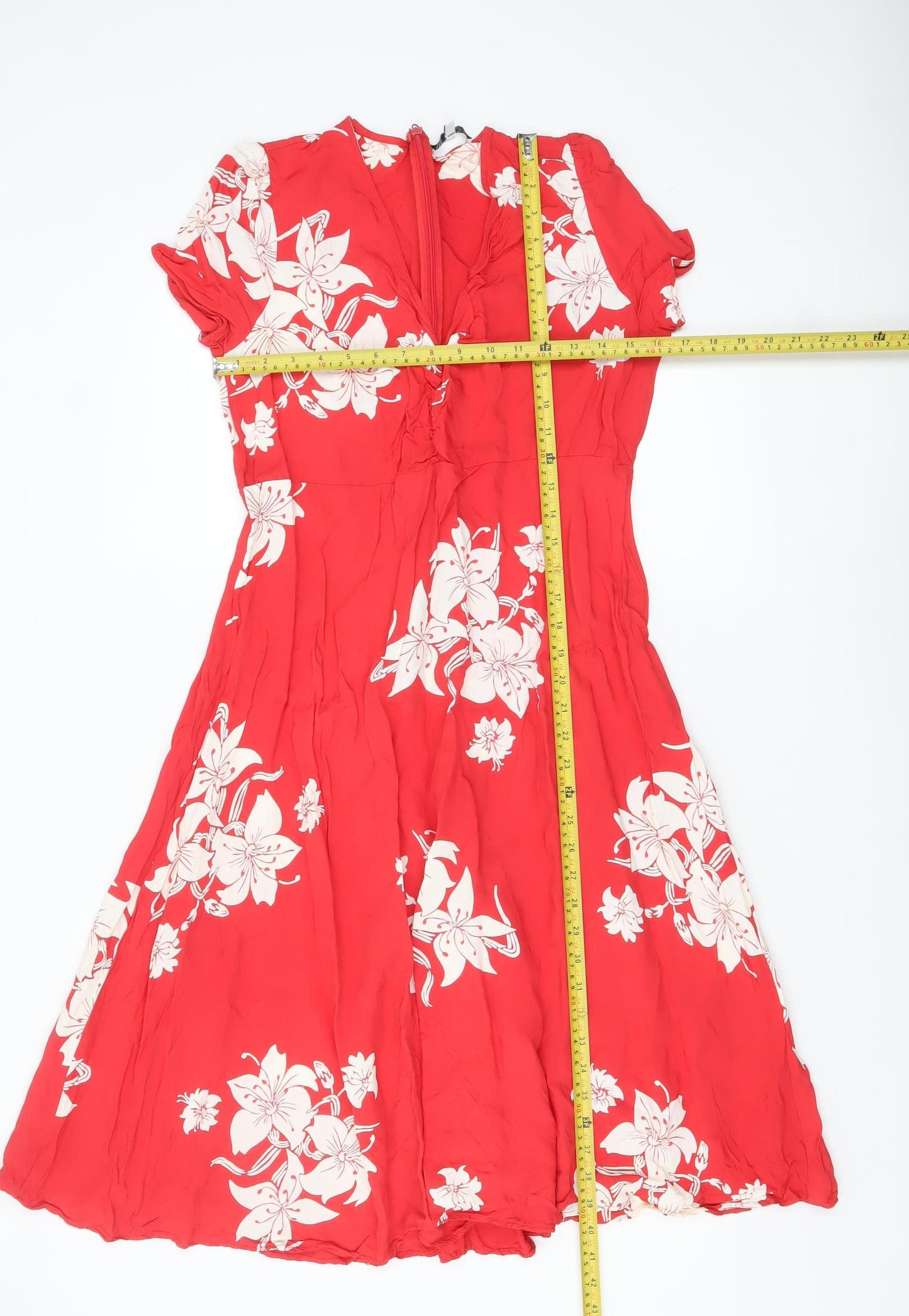 Marks and Spencer Alexa Chung Red Floral Fit & Flare Dress Women's Size 12