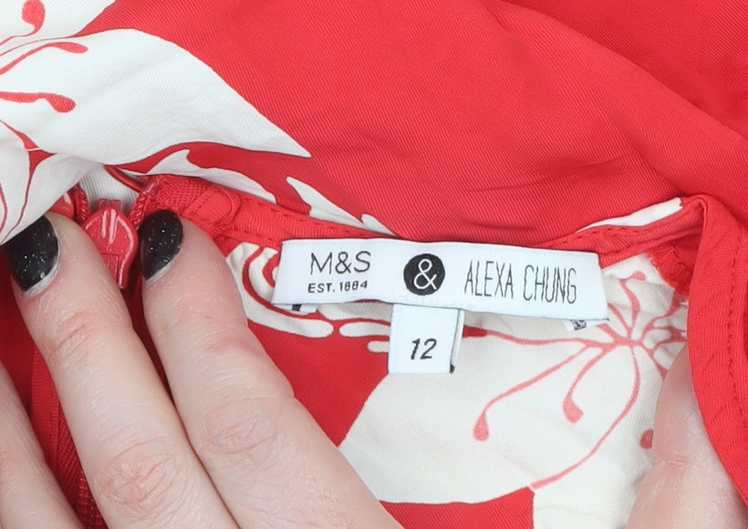 Marks and Spencer Alexa Chung Red Floral Fit & Flare Dress Women's Size 12
