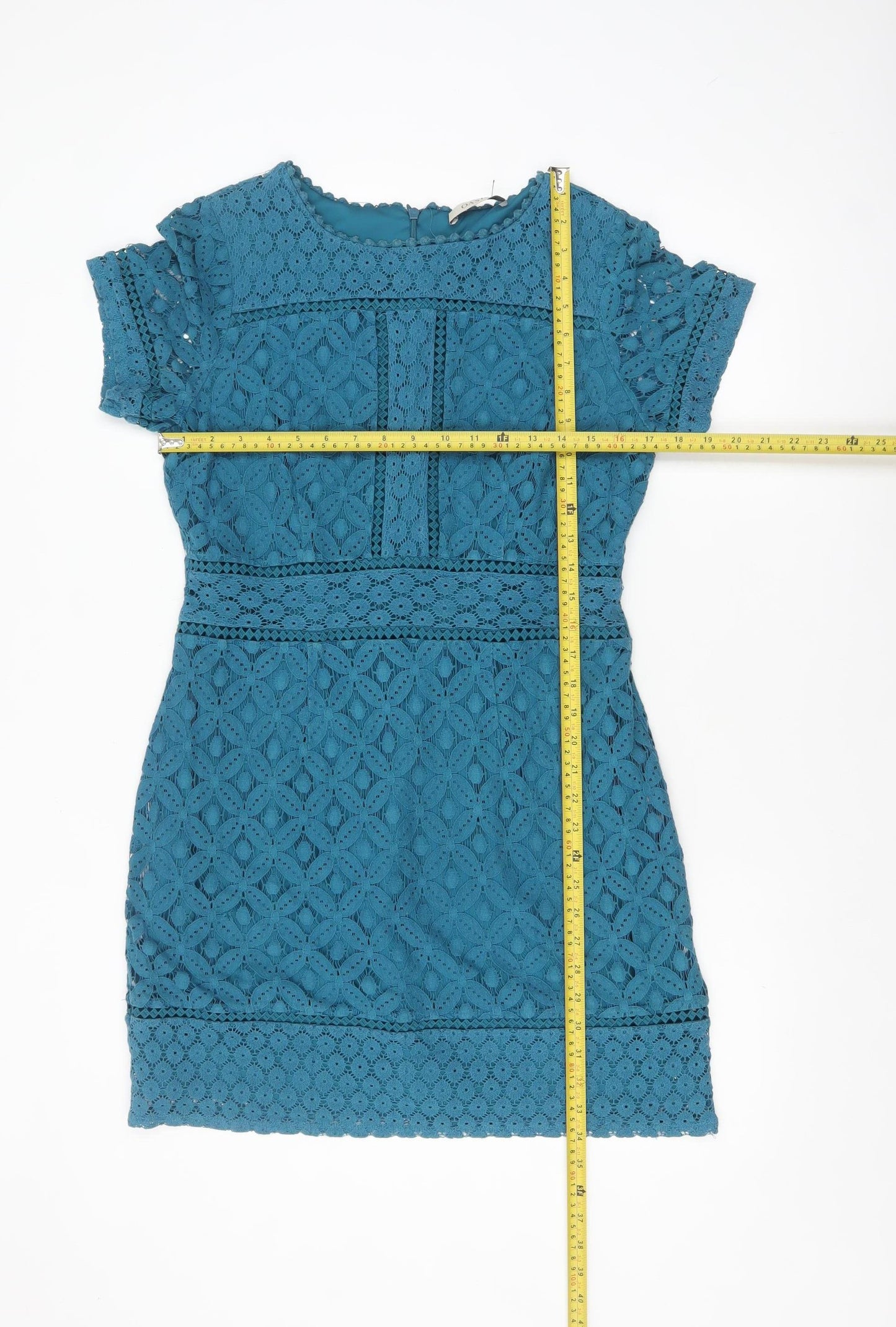 Oasis Women Blue Short Sleeve Lace Sheath Dress Size M