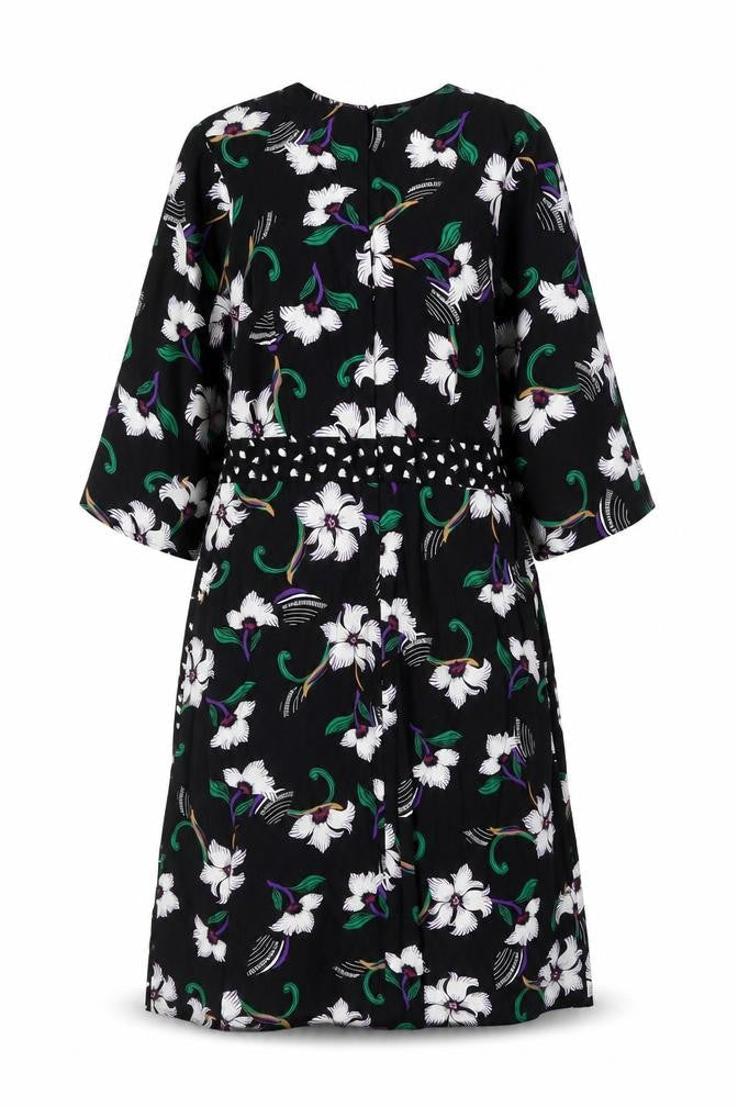 Next Women’s Black Floral A-Line Knee Length Dress Size 14 Viscose