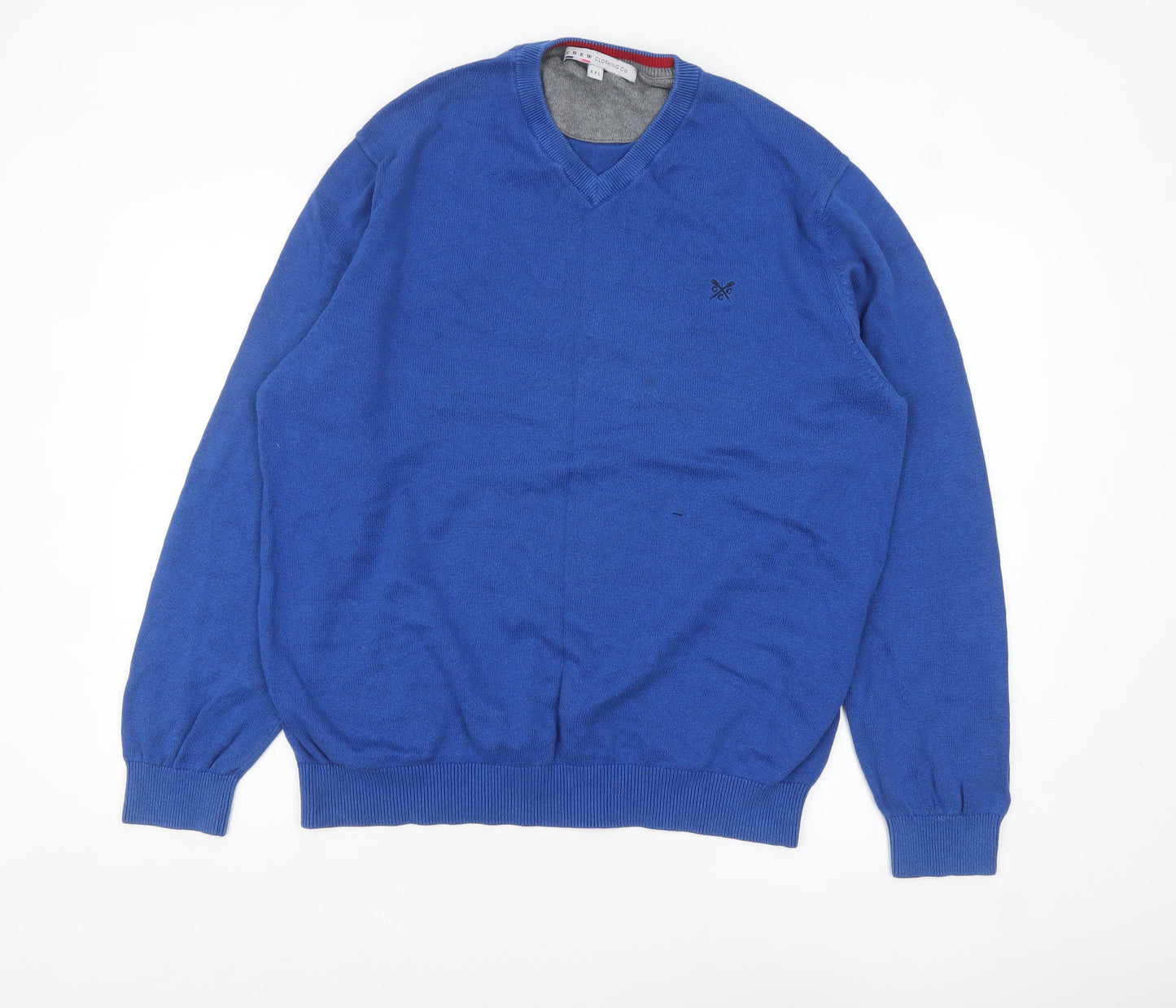 Crew Clothing Co. Men's Blue 2XL V-Neck Cotton Cashmere Jumper