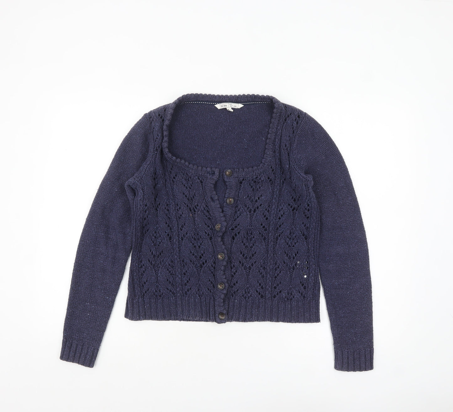 Fat Face Women's Blue Wool Knit Long Sleeve Cardigan Size 14