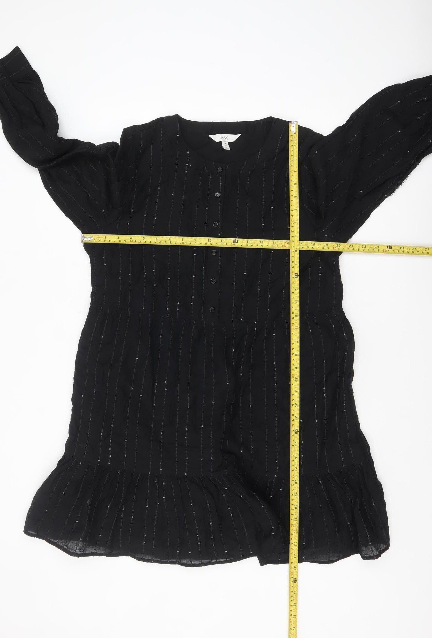 Marks and Spencer Women’s Black Long Sleeve Shift Dress Size 14