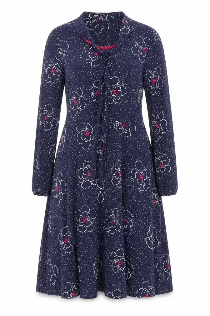 White Stuff Women's Blue Floral A-Line Knee Length Dress UK 10