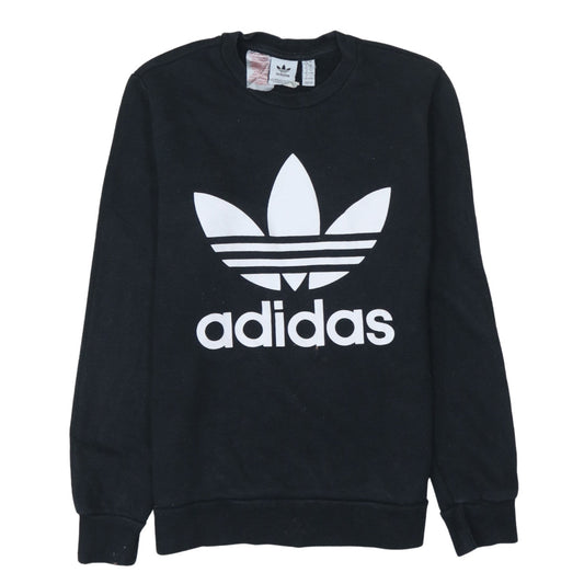 Adidas Boys Black 13-14 Years Pullover Sweatshirt with Trefoil Logo