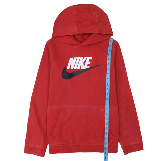 Nike Boys Red Pullover Hoodie XL 158-170cm Logo Fleece Sweatshirt