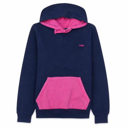 Lee Cooper Womens Navy Pink Pullover Hoodie Size 14 Cotton Blend