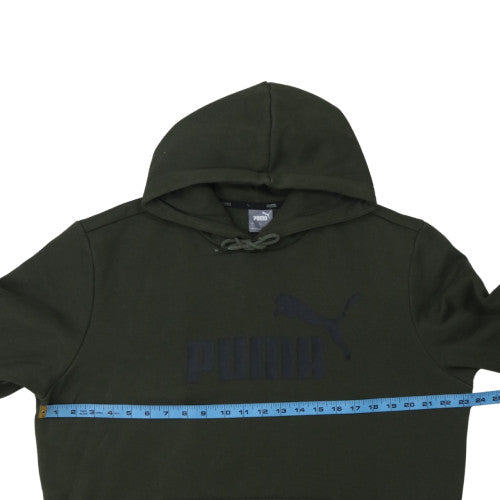 Puma Men Green Pullover Hoodie L Hooded Fleece Sweatshirt