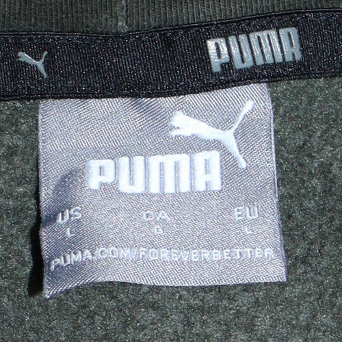 Puma Men Green Pullover Hoodie L Hooded Fleece Sweatshirt