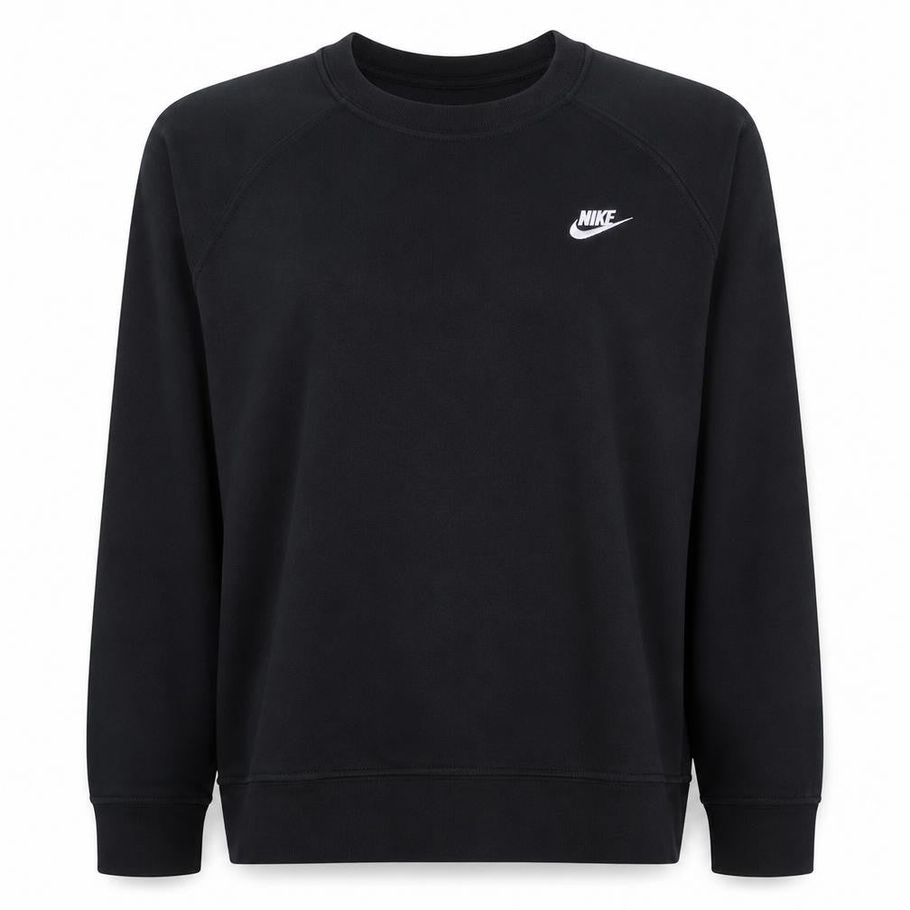 Nike Women Black Crew Neck Pullover Sweatshirt L Cotton Blend Logo
