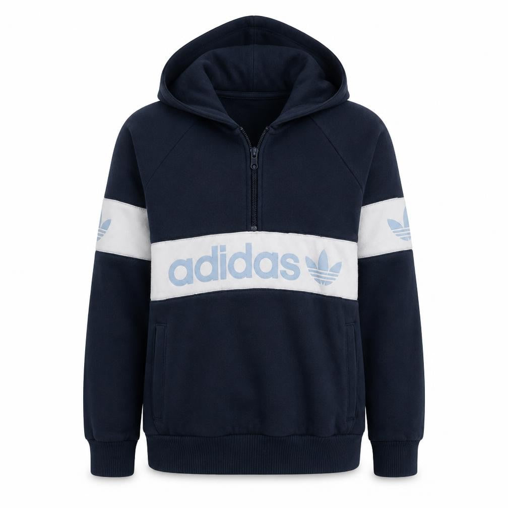 Adidas Womens Navy 1/2 Zip Hoodie Blue Logo Size 12