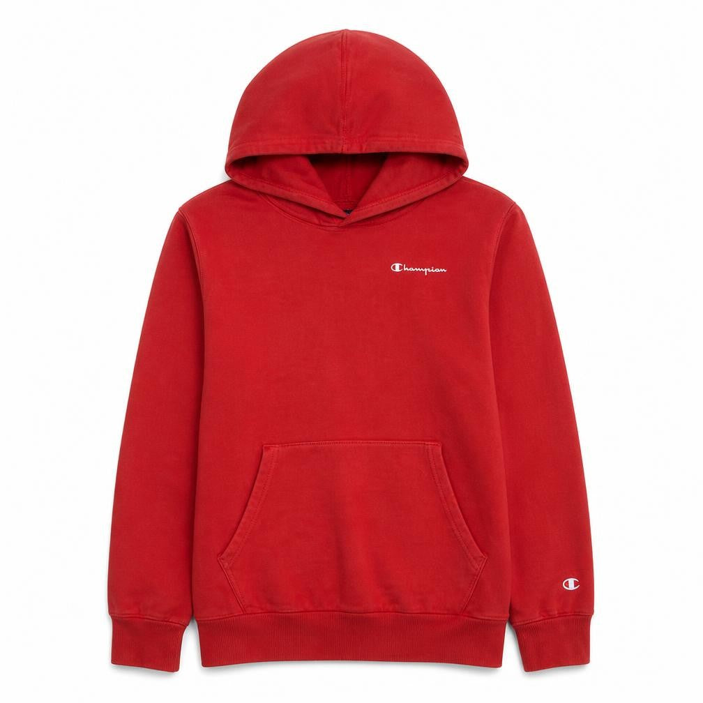 Front view of Champion boys’ red pullover hoodie 13-14 years fleece sweatshirt