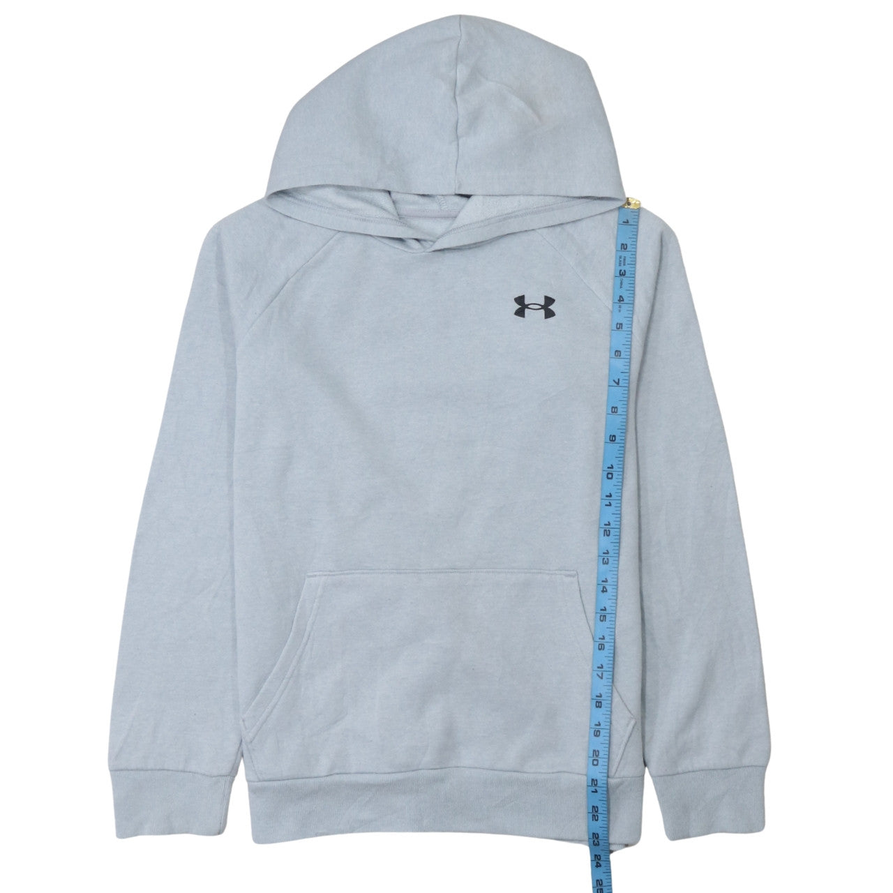 Under Armour Boys Grey Pullover Hoodie Size 158 Loose Fit Cotton Blend